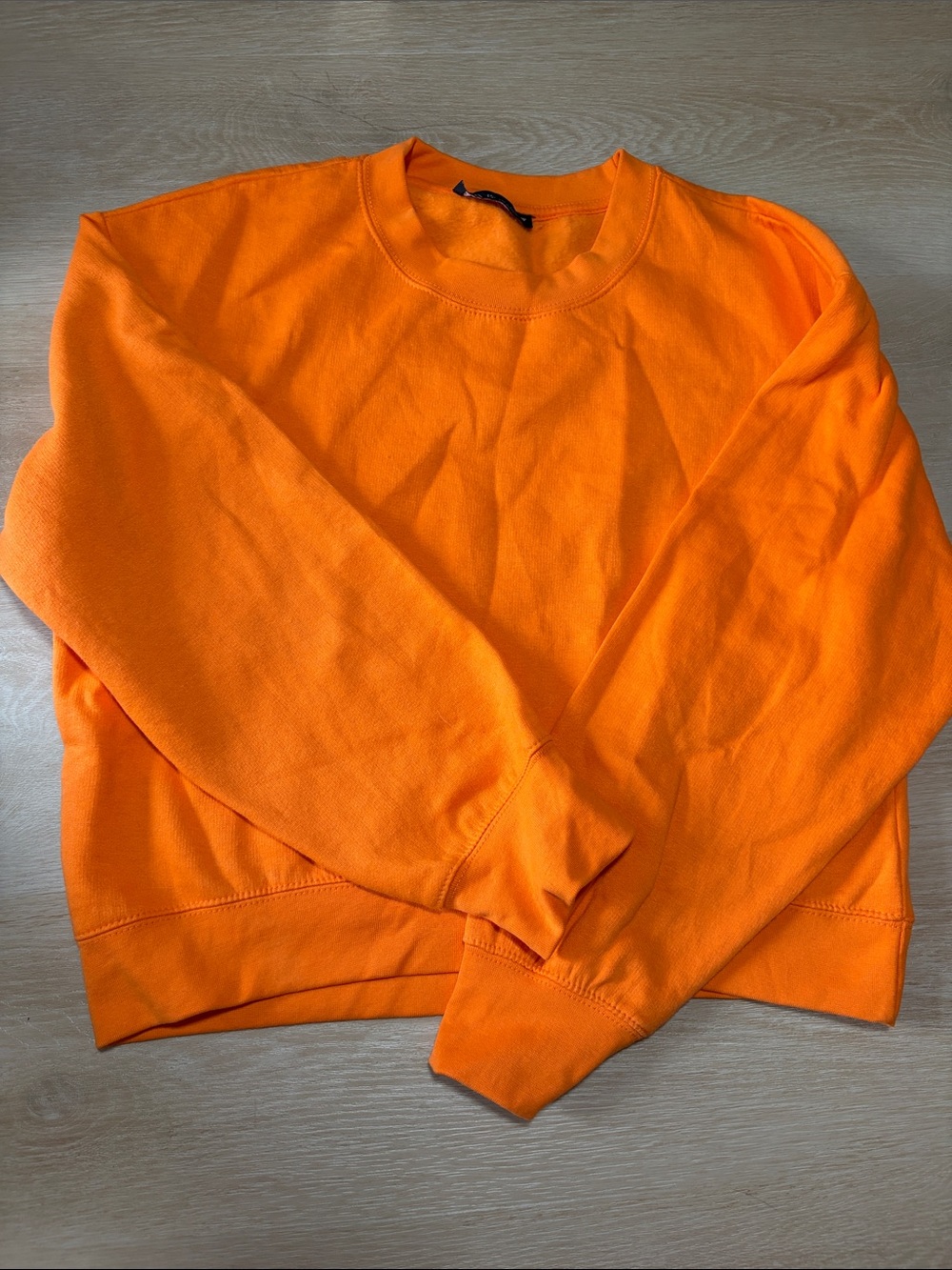 Zara Women's Crewneck Crop Sweater in Bright Orange